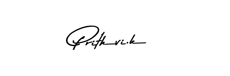 How to make Prithvi.k name signature. Use Asem Kandis PERSONAL USE style for creating short signs online. This is the latest handwritten sign. Prithvi.k signature style 9 images and pictures png