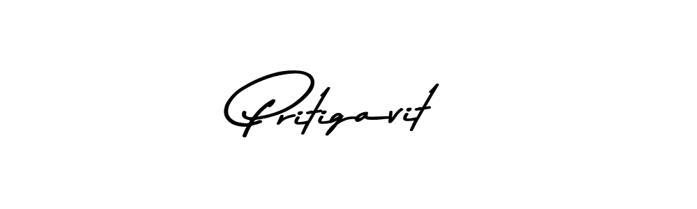 How to make Pritigavit name signature. Use Asem Kandis PERSONAL USE style for creating short signs online. This is the latest handwritten sign. Pritigavit signature style 9 images and pictures png