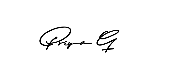 How to make Priya G name signature. Use Asem Kandis PERSONAL USE style for creating short signs online. This is the latest handwritten sign. Priya G signature style 9 images and pictures png
