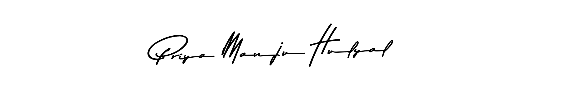 How to make Priya Manju Hulyal name signature. Use Asem Kandis PERSONAL USE style for creating short signs online. This is the latest handwritten sign. Priya Manju Hulyal signature style 9 images and pictures png