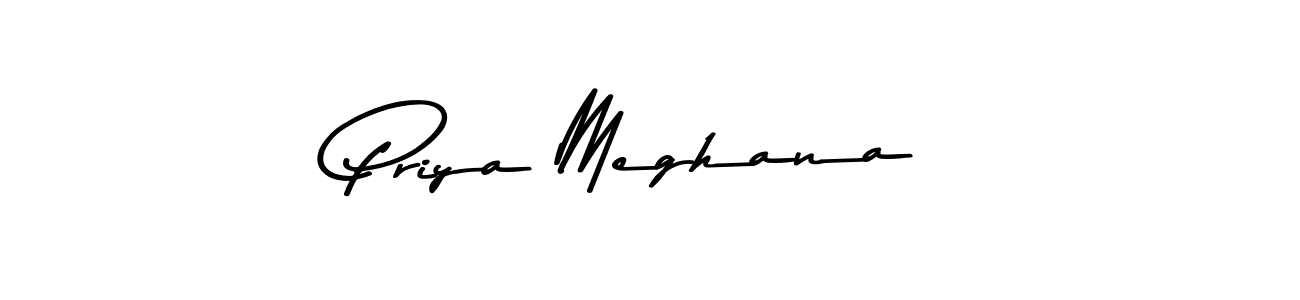How to make Priya Meghana name signature. Use Asem Kandis PERSONAL USE style for creating short signs online. This is the latest handwritten sign. Priya Meghana signature style 9 images and pictures png