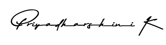 Master the art of signing with Priyadharshini K written in fluent Asem Kandis PERSONAL USE script. A great template to practice and refine your handwriting. Priyadharshini K signature style 9 images and pictures png