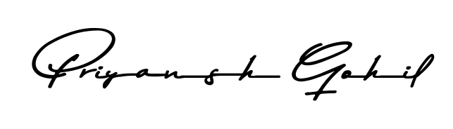 Explore multiple handwriting variations for Priyansh Gohil including this stunning Asem Kandis PERSONAL USE design. Free to use across all platforms. Priyansh Gohil signature style 9 images and pictures png