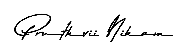 The Asem Kandis PERSONAL USE lettering style adds unique flourish to name Pruthvii Nikam. Stand out with a custom digital autograph made in seconds. Pruthvii Nikam signature style 9 images and pictures png
