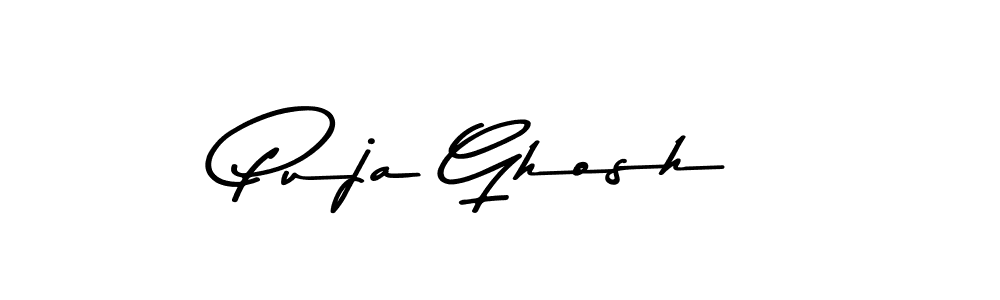 Create a beautiful signature design for name Puja Ghosh. With this signature (Asem Kandis PERSONAL USE) fonts, you can make a handwritten signature for free. Puja Ghosh signature style 9 images and pictures png