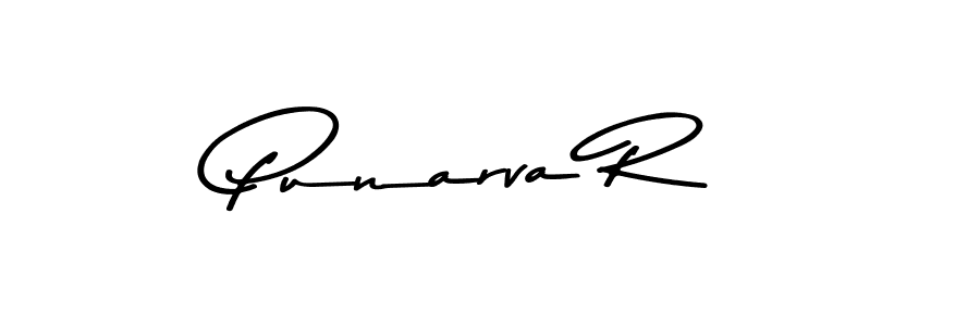 How to make Punarva R name signature. Use Asem Kandis PERSONAL USE style for creating short signs online. This is the latest handwritten sign. Punarva R signature style 9 images and pictures png