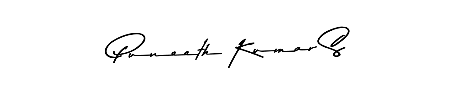 Make a beautiful signature design for name Puneeth Kumar S. With this signature (Asem Kandis PERSONAL USE) style, you can create a handwritten signature for free. Puneeth Kumar S signature style 9 images and pictures png