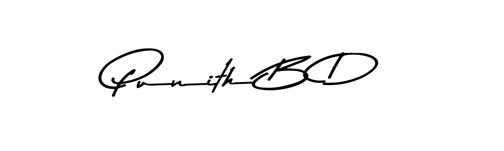 How to make Punith B D name signature. Use Asem Kandis PERSONAL USE style for creating short signs online. This is the latest handwritten sign. Punith B D signature style 9 images and pictures png