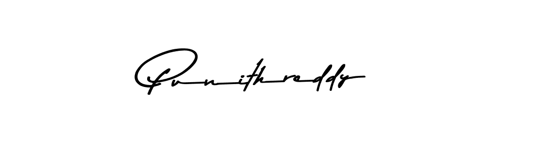 Make a beautiful signature design for name Punithreddy. With this signature (Asem Kandis PERSONAL USE) style, you can create a handwritten signature for free. Punithreddy signature style 9 images and pictures png