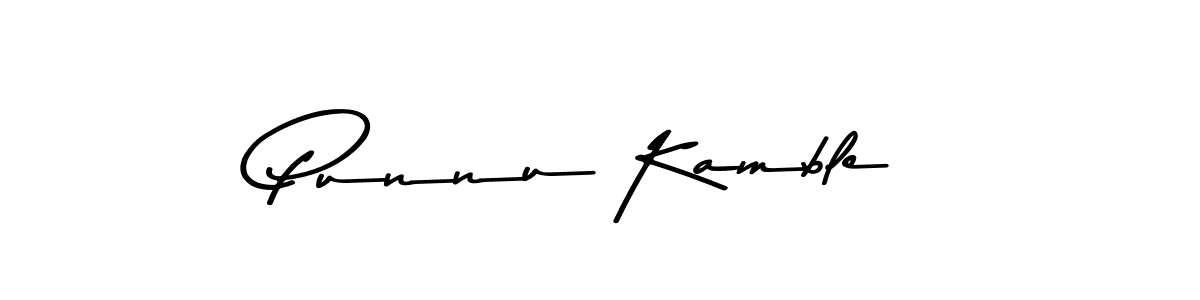 How to make Punnu Kamble name signature. Use Asem Kandis PERSONAL USE style for creating short signs online. This is the latest handwritten sign. Punnu Kamble signature style 9 images and pictures png
