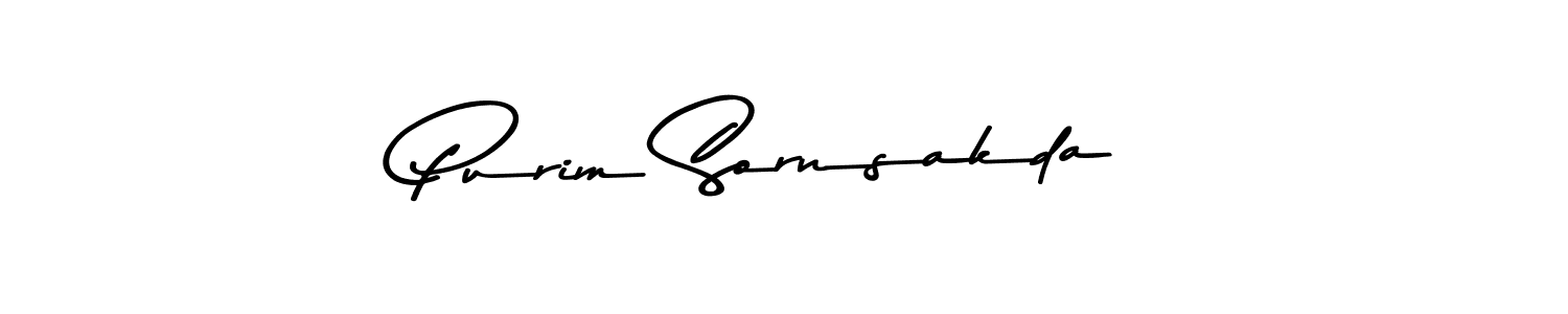 Create a beautiful signature design for name Purim Sornsakda. With this signature (Asem Kandis PERSONAL USE) fonts, you can make a handwritten signature for free. Purim Sornsakda signature style 9 images and pictures png