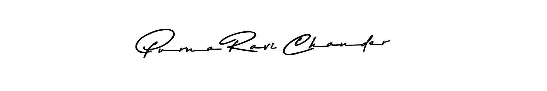 Create a beautiful signature design for name Purna Ravi Chander. With this signature (Asem Kandis PERSONAL USE) fonts, you can make a handwritten signature for free. Purna Ravi Chander signature style 9 images and pictures png