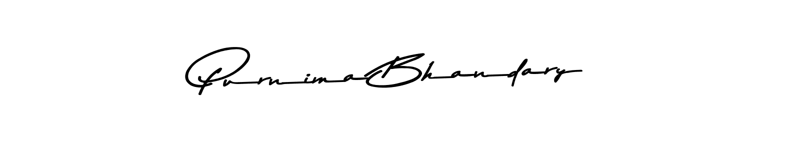 How to make Purnima Bhandary name signature. Use Asem Kandis PERSONAL USE style for creating short signs online. This is the latest handwritten sign. Purnima Bhandary signature style 9 images and pictures png