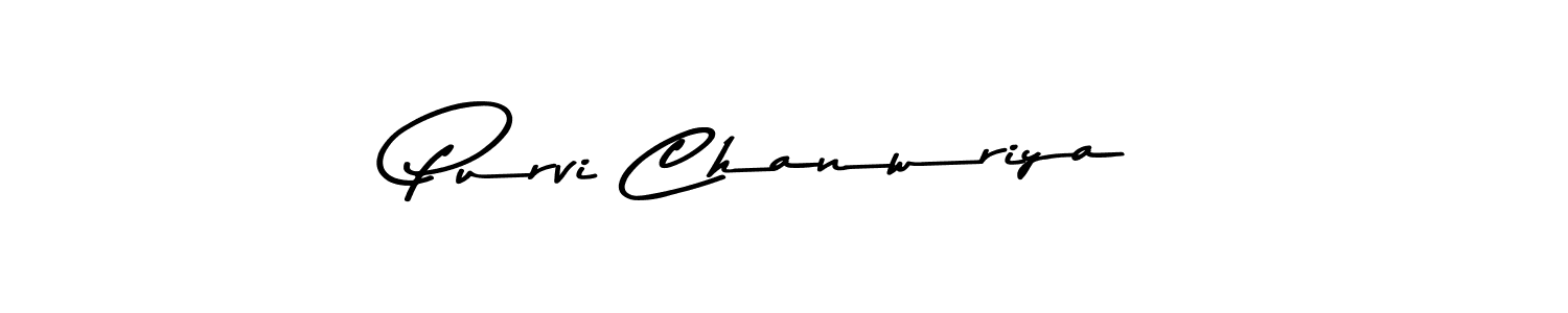 How to make Purvi Chanwriya name signature. Use Asem Kandis PERSONAL USE style for creating short signs online. This is the latest handwritten sign. Purvi Chanwriya signature style 9 images and pictures png