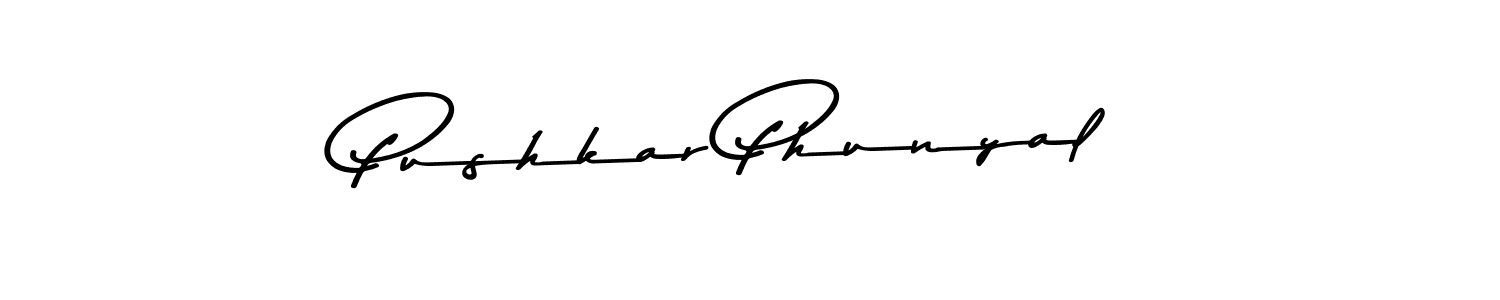 Make a beautiful signature design for name Pushkar Phunyal. With this signature (Asem Kandis PERSONAL USE) style, you can create a handwritten signature for free. Pushkar Phunyal signature style 9 images and pictures png