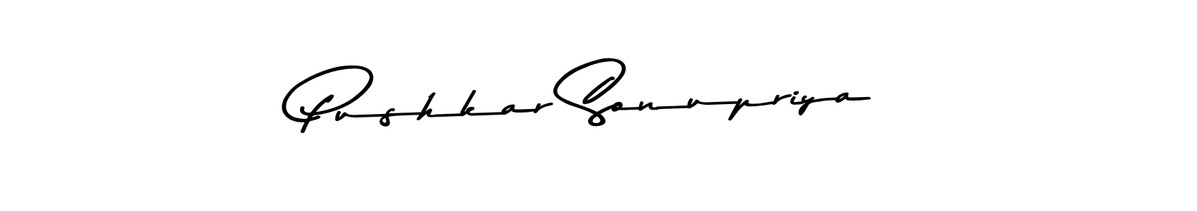 if you are searching for the best signature style for your name Pushkar Sonupriya. so please give up your signature search. here we have designed multiple signature styles  using Asem Kandis PERSONAL USE. Pushkar Sonupriya signature style 9 images and pictures png