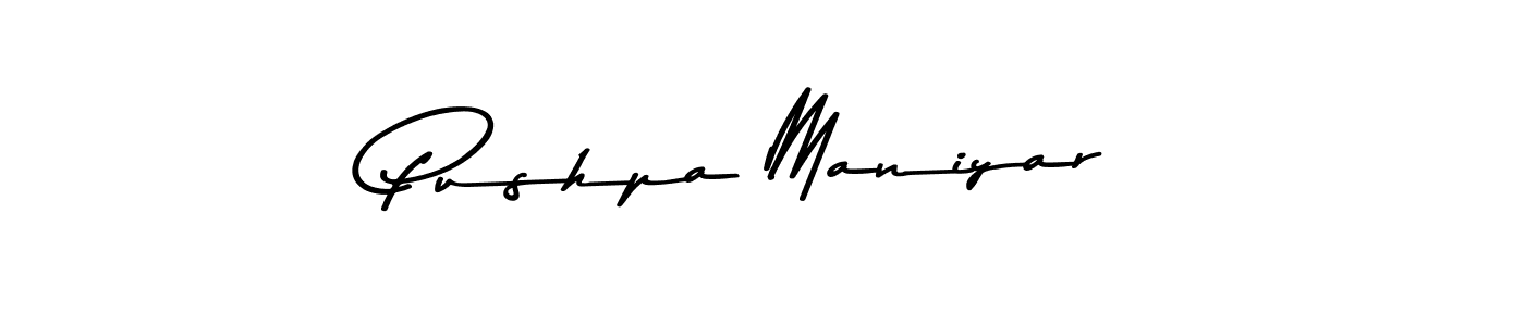 Pushpa Maniyar stylish signature style. Best Handwritten Sign (Asem Kandis PERSONAL USE) for my name. Handwritten Signature Collection Ideas for my name Pushpa Maniyar. Pushpa Maniyar signature style 9 images and pictures png