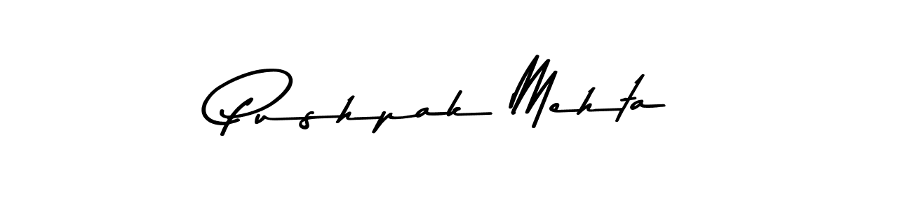 How to make Pushpak Mehta name signature. Use Asem Kandis PERSONAL USE style for creating short signs online. This is the latest handwritten sign. Pushpak Mehta signature style 9 images and pictures png