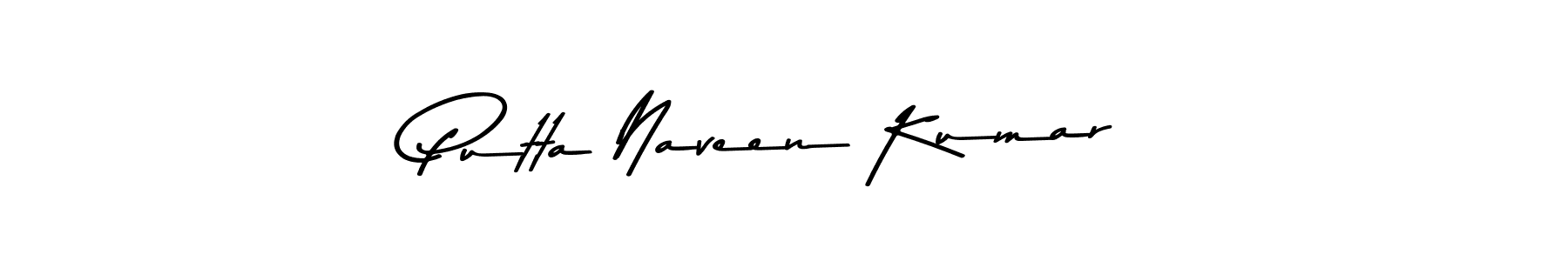 Create a beautiful signature design for name Putta Naveen Kumar. With this signature (Asem Kandis PERSONAL USE) fonts, you can make a handwritten signature for free. Putta Naveen Kumar signature style 9 images and pictures png