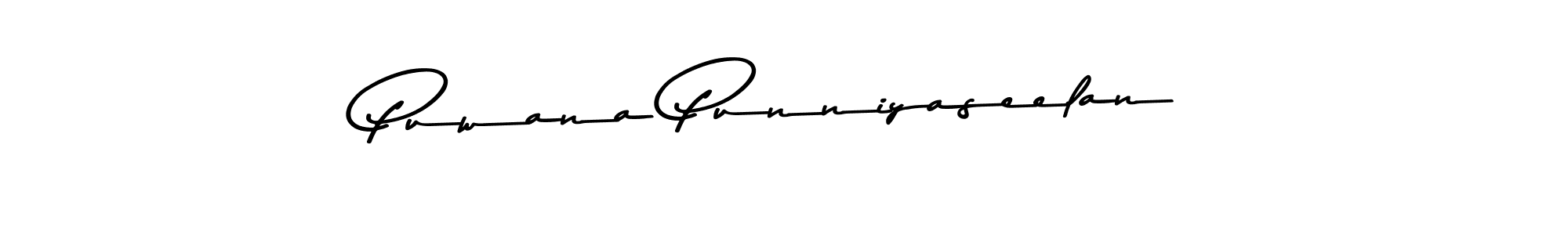 Create a beautiful signature design for name Puwana Punniyaseelan. With this signature (Asem Kandis PERSONAL USE) fonts, you can make a handwritten signature for free. Puwana Punniyaseelan signature style 9 images and pictures png