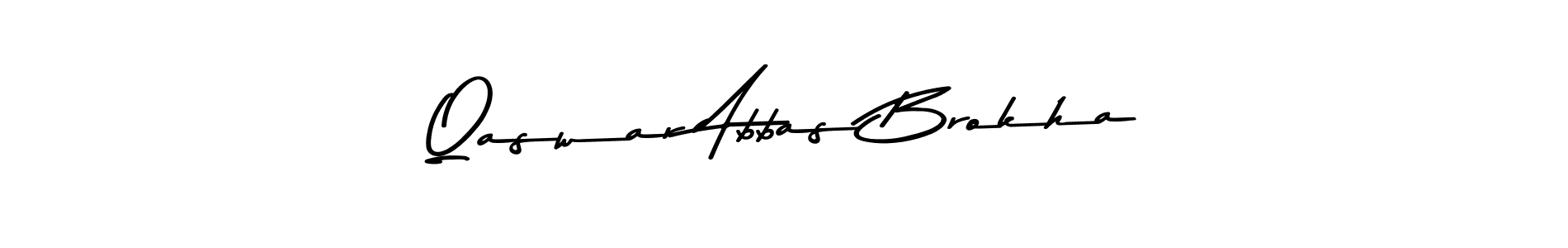 Create a beautiful signature design for name Qaswar Abbas Brokha. With this signature (Asem Kandis PERSONAL USE) fonts, you can make a handwritten signature for free. Qaswar Abbas Brokha signature style 9 images and pictures png