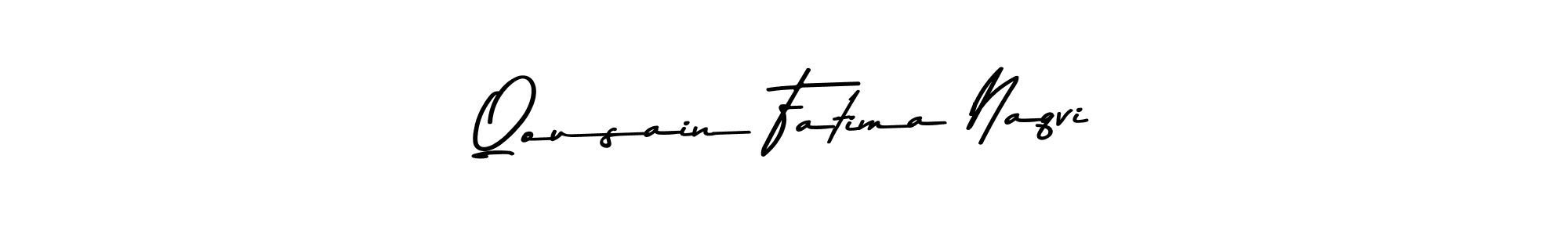 Create a beautiful signature design for name Qousain Fatima Naqvi. With this signature (Asem Kandis PERSONAL USE) fonts, you can make a handwritten signature for free. Qousain Fatima Naqvi signature style 9 images and pictures png