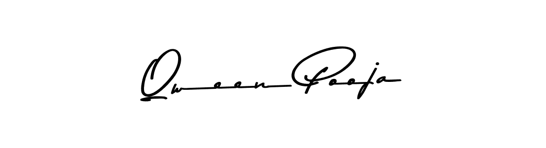 How to make Qween Pooja name signature. Use Asem Kandis PERSONAL USE style for creating short signs online. This is the latest handwritten sign. Qween Pooja signature style 9 images and pictures png