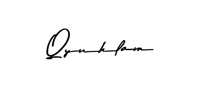 How to make Qynhlam name signature. Use Asem Kandis PERSONAL USE style for creating short signs online. This is the latest handwritten sign. Qynhlam signature style 9 images and pictures png