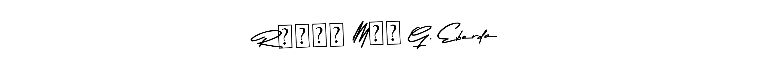 if you are searching for the best signature style for your name Rɪᴢᴢᴀ Mᴀᴇ G. Eborda. so please give up your signature search. here we have designed multiple signature styles  using Asem Kandis PERSONAL USE. Rɪᴢᴢᴀ Mᴀᴇ G. Eborda signature style 9 images and pictures png