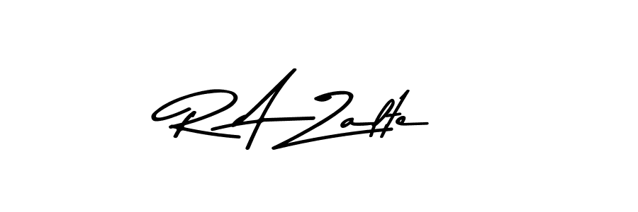 if you are searching for the best signature style for your name R A Zalte. so please give up your signature search. here we have designed multiple signature styles  using Asem Kandis PERSONAL USE. R A Zalte signature style 9 images and pictures png