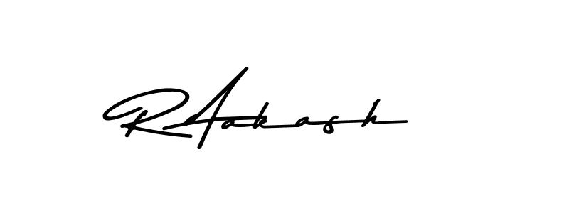 How to make R Aakash name signature. Use Asem Kandis PERSONAL USE style for creating short signs online. This is the latest handwritten sign. R Aakash signature style 9 images and pictures png