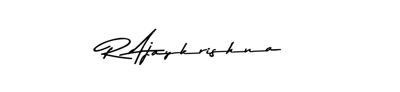 How to make R Ajaykrishna name signature. Use Asem Kandis PERSONAL USE style for creating short signs online. This is the latest handwritten sign. R Ajaykrishna signature style 9 images and pictures png