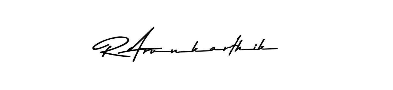 The best way (Asem Kandis PERSONAL USE) to make a short signature is to pick only two or three words in your name. The name R Arunkarthik include a total of six letters. For converting this name. R Arunkarthik signature style 9 images and pictures png