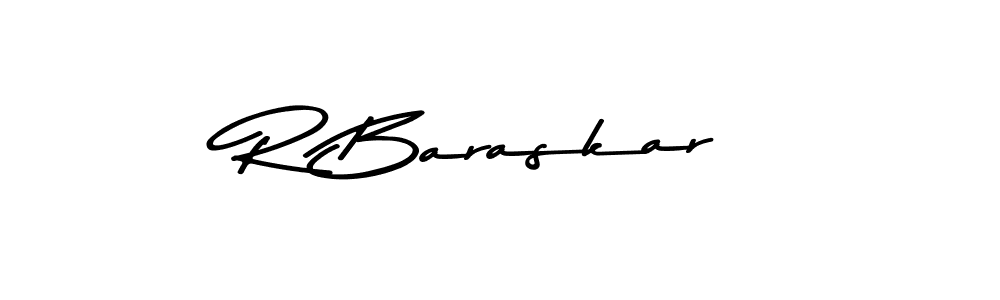 The best way (Asem Kandis PERSONAL USE) to make a short signature is to pick only two or three words in your name. The name R Baraskar include a total of six letters. For converting this name. R Baraskar signature style 9 images and pictures png