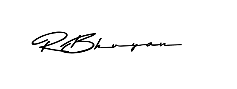 How to make R Bhuyan name signature. Use Asem Kandis PERSONAL USE style for creating short signs online. This is the latest handwritten sign. R Bhuyan signature style 9 images and pictures png