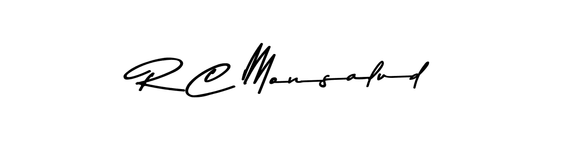 Create a beautiful signature design for name R C Monsalud. With this signature (Asem Kandis PERSONAL USE) fonts, you can make a handwritten signature for free. R C Monsalud signature style 9 images and pictures png
