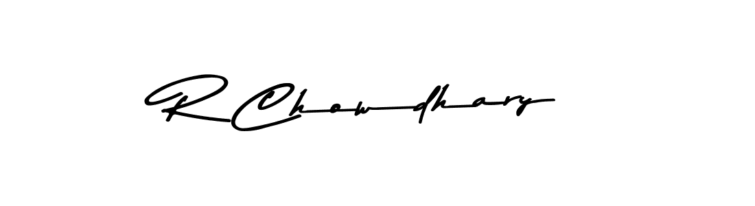 How to make R Chowdhary name signature. Use Asem Kandis PERSONAL USE style for creating short signs online. This is the latest handwritten sign. R Chowdhary signature style 9 images and pictures png