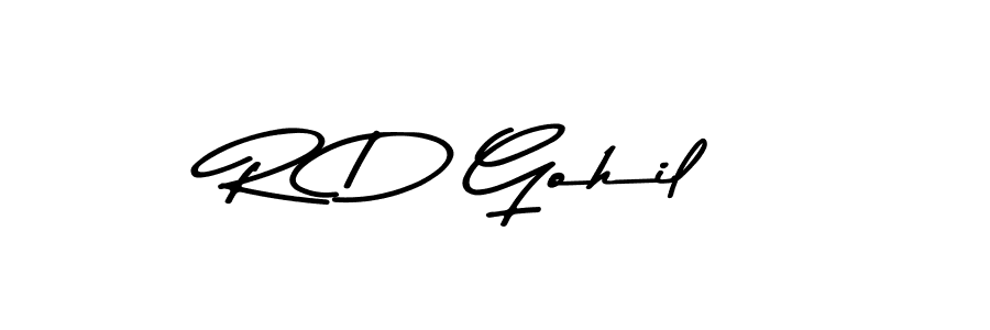 Make a beautiful signature design for name R D Gohil. With this signature (Asem Kandis PERSONAL USE) style, you can create a handwritten signature for free. R D Gohil signature style 9 images and pictures png