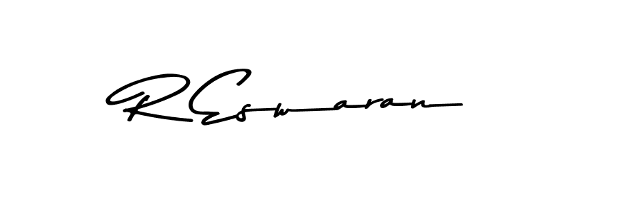 How to make R Eswaran name signature. Use Asem Kandis PERSONAL USE style for creating short signs online. This is the latest handwritten sign. R Eswaran signature style 9 images and pictures png