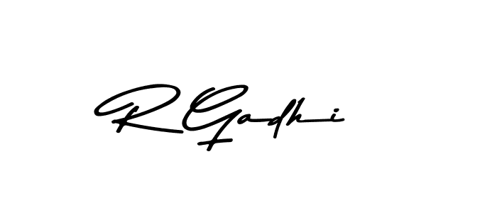 Create a beautiful signature design for name R Gadhi. With this signature (Asem Kandis PERSONAL USE) fonts, you can make a handwritten signature for free. R Gadhi signature style 9 images and pictures png