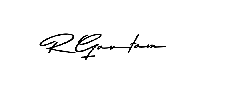 How to make R Gautam name signature. Use Asem Kandis PERSONAL USE style for creating short signs online. This is the latest handwritten sign. R Gautam signature style 9 images and pictures png