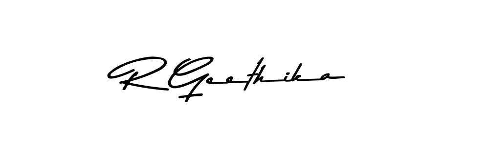 The best way (Asem Kandis PERSONAL USE) to make a short signature is to pick only two or three words in your name. The name R Geethika include a total of six letters. For converting this name. R Geethika signature style 9 images and pictures png