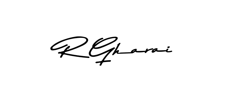 Create a beautiful signature design for name R Gharai. With this signature (Asem Kandis PERSONAL USE) fonts, you can make a handwritten signature for free. R Gharai signature style 9 images and pictures png