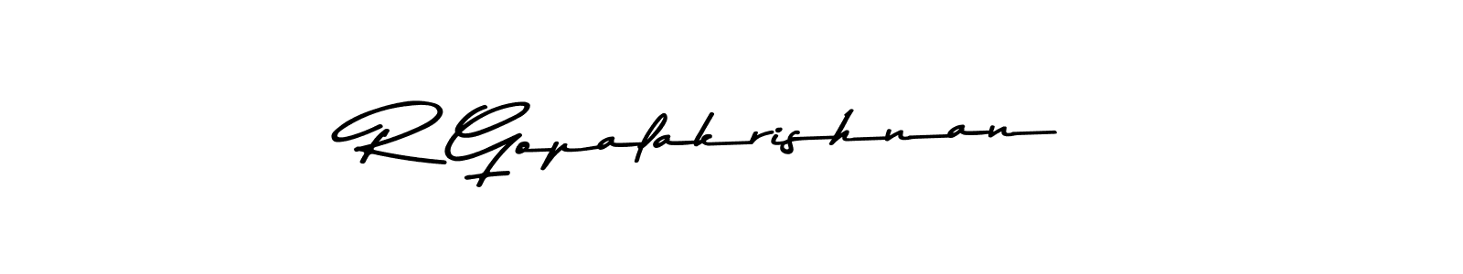 How to make R Gopalakrishnan name signature. Use Asem Kandis PERSONAL USE style for creating short signs online. This is the latest handwritten sign. R Gopalakrishnan signature style 9 images and pictures png