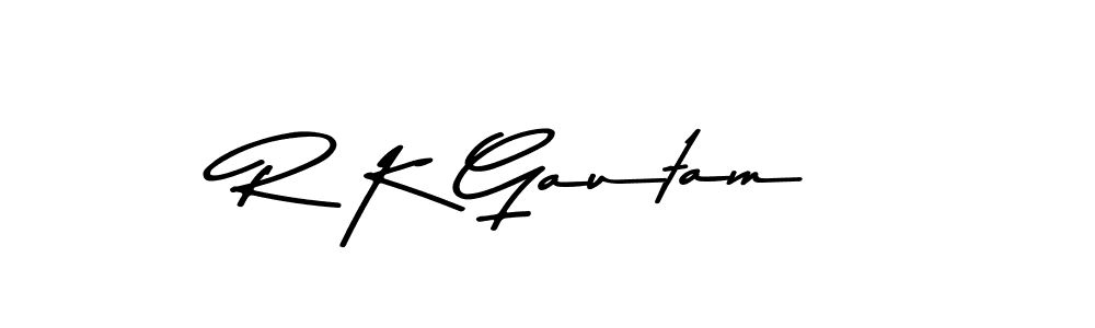 The best way (Asem Kandis PERSONAL USE) to make a short signature is to pick only two or three words in your name. The name R K Gautam include a total of six letters. For converting this name. R K Gautam signature style 9 images and pictures png