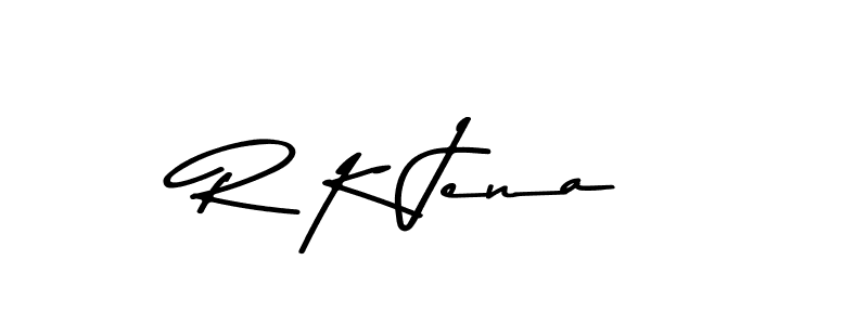 How to make R K Jena name signature. Use Asem Kandis PERSONAL USE style for creating short signs online. This is the latest handwritten sign. R K Jena signature style 9 images and pictures png