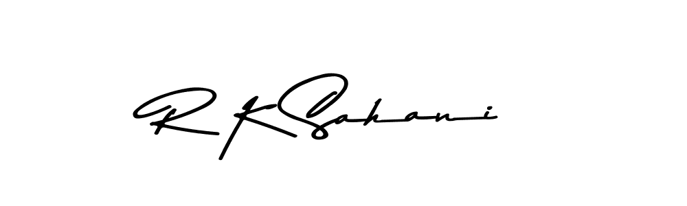 How to make R K Sahani name signature. Use Asem Kandis PERSONAL USE style for creating short signs online. This is the latest handwritten sign. R K Sahani signature style 9 images and pictures png