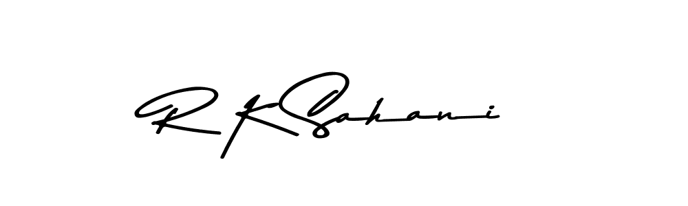 How to make R K Sahani name signature. Use Asem Kandis PERSONAL USE style for creating short signs online. This is the latest handwritten sign. R K Sahani signature style 9 images and pictures png