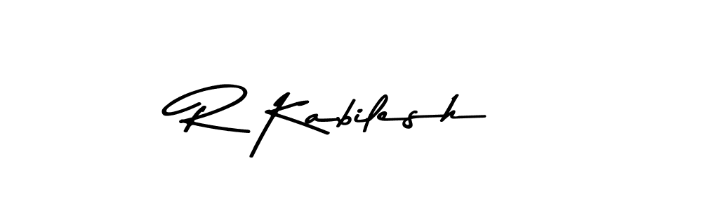 How to make R Kabilesh name signature. Use Asem Kandis PERSONAL USE style for creating short signs online. This is the latest handwritten sign. R Kabilesh signature style 9 images and pictures png