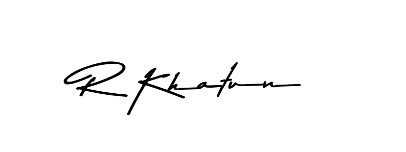 Create a beautiful signature design for name R Khatun. With this signature (Asem Kandis PERSONAL USE) fonts, you can make a handwritten signature for free. R Khatun signature style 9 images and pictures png